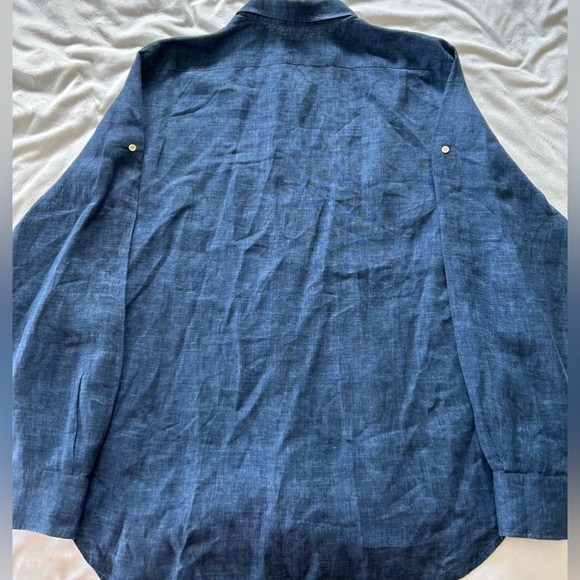Saks Fifth Avenue COLLECTION Linen Button Down Shirt, XXL - Picture 2 of 4